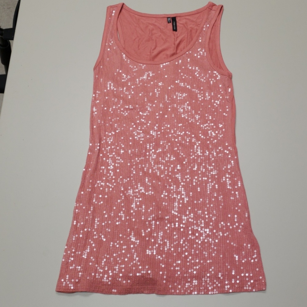 Pink sequin tank top